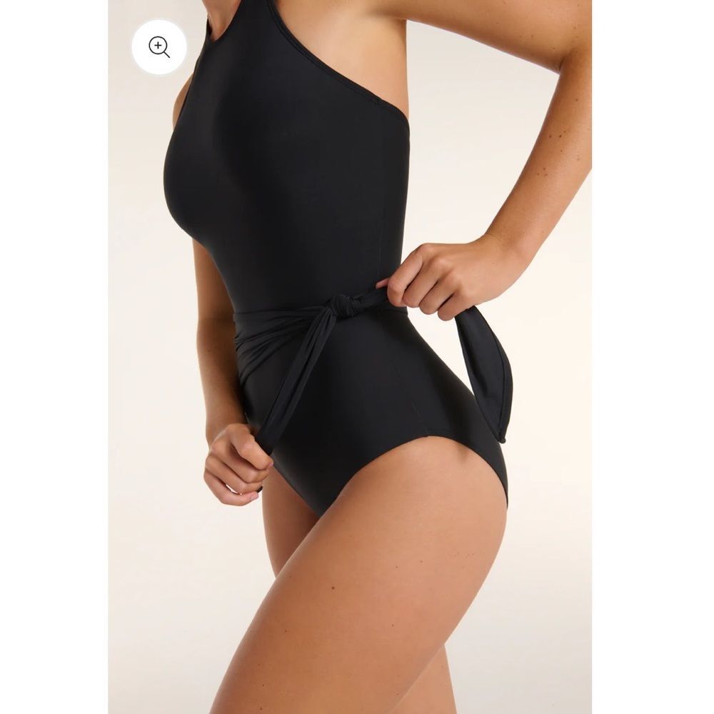 Hermonza Genevieve High Halter Neck Sash Tie One-Piece Swimsuit - Picture 4 of 11